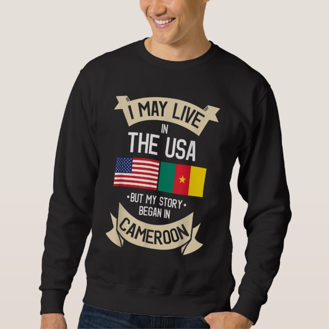 Sweatshirt Cameroun Drapeau Américain USA Dons Roots Cameroun (Devant)