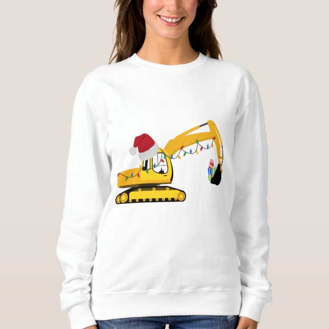 Sweatshirt Camion de construction de l'excavatrice de Noël (Devant)