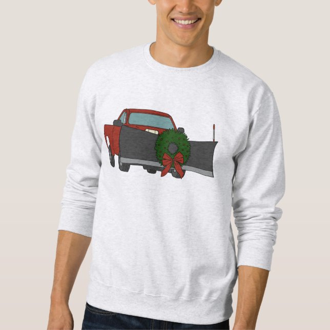 Sweatshirt Camion de ramassage avec charrue à neige et couron (Devant)