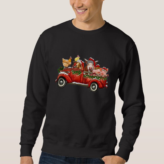 Sweatshirt Camion De Ramassage De Noël Avec Animaux De Ferme  (Devant)