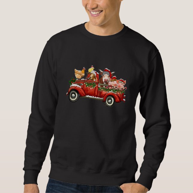 Sweatshirt Camion De Ramassage De Noël Avec Animaux De Ferme  (Devant)
