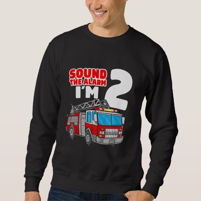 Sweatshirt Camion d'incendie 2 ans pompier 2e anniversaire (Devant)