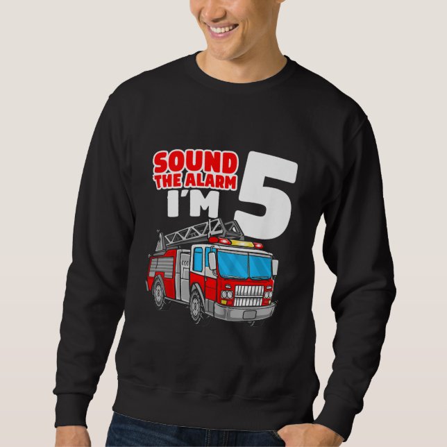 Sweatshirt Camion d'incendie 5 ans pompier 5e anniversaire (Devant)
