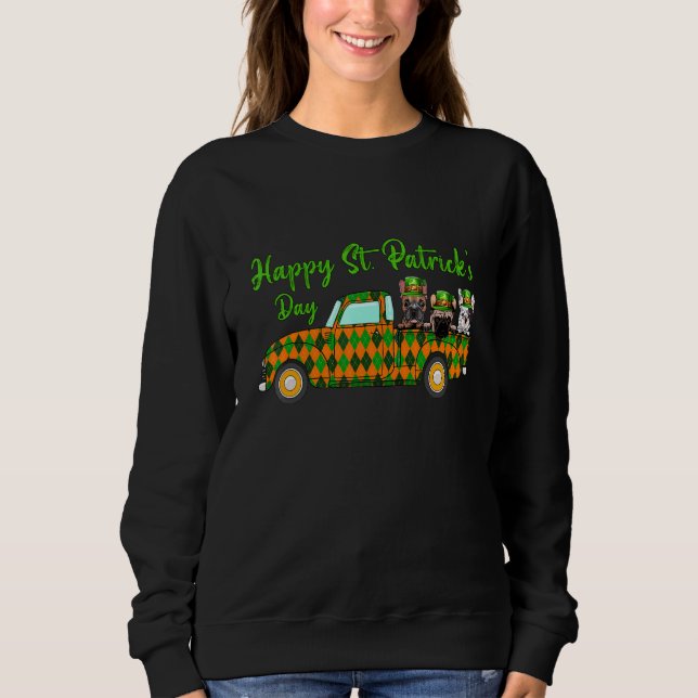 Sweatshirt Camion Français Bulldog St Patrick's Day Shamrock  (Devant)