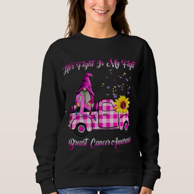 Sweatshirt Camion Gnomes Sa Lutte Est Mon Combat Cancer Du Se (Devant)