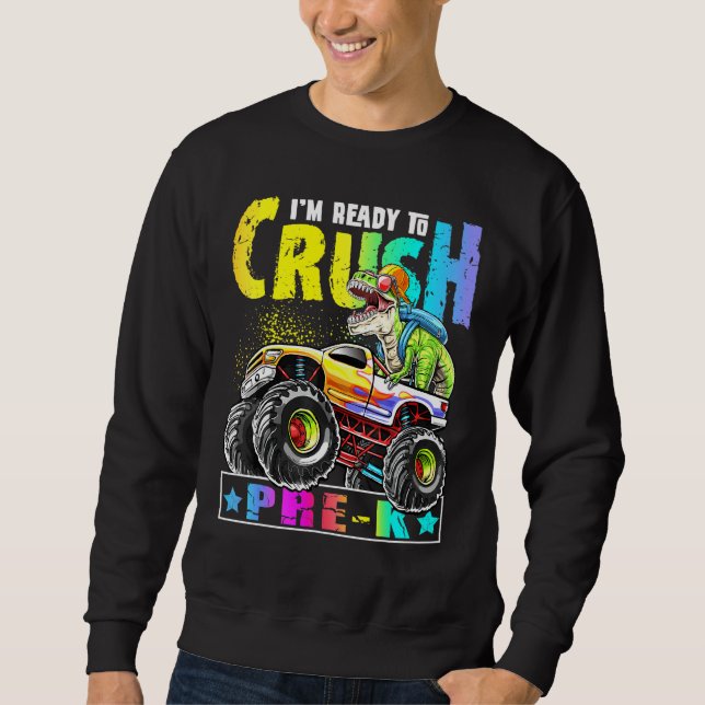 Sweatshirt Camion Monster Dinosaur Pré K T Rex De Broyage Ret (Devant)
