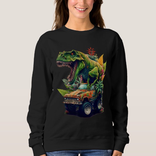 Sweatshirt Camion Monster Dinosaur, Voiture D'Équitation T-Re (Devant)