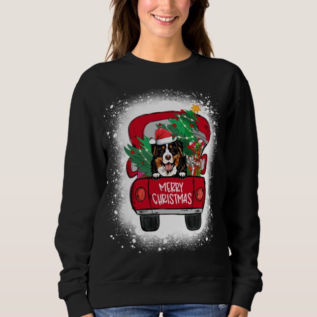 Sweatshirt Camion Rouge Montagne Bernoise Joyeux Noël Bl (Devant)