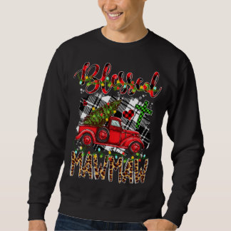 Sweatshirt Camion Rouge Plaid Xmas Tree Blessé Famille Mawmaw