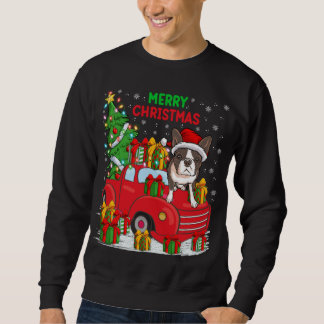 Sweatshirt Camion rouge Xmas Tree - Éclairage Boston Terrier 