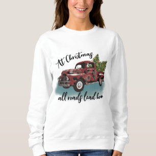 Sweatshirt Camion vintage et arbres de Noël