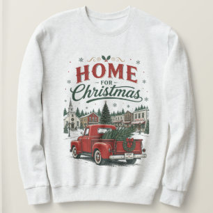 Sweatshirt Camionnette Rouge Vintage Accueil pour Noël