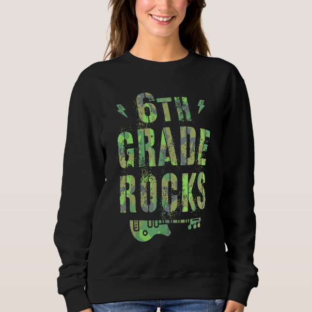 Sweatshirt Camo 6th Grade Rocks Camp Teacher Squad Sixth Grad (Devant)
