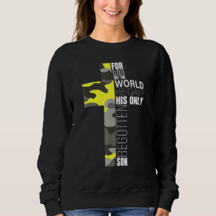 Sweatshirt Camo Bible chrétienne Verse Jean 316 Foi Dieu Cros