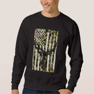 Sweatshirt Camo Chasse Camo Us Drapeau Deer Camoflage Hunter