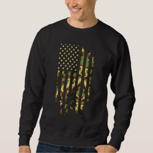 Sweatshirt Camo Désert Distressed Drapeau Américain Tactique 