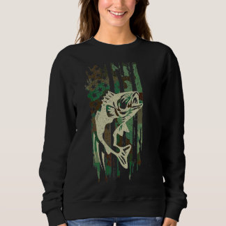 Sweatshirt Camouflage américain Drapeau pêche basse