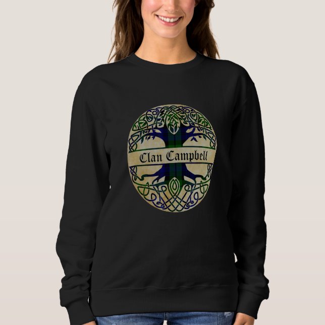 Sweatshirt Campbell Clan Tartan Tree of Life Scottish Surname (Devant)