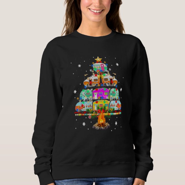 Sweatshirt Camper Christmas Tree Vehicles Camping RVing Trail (Devant)