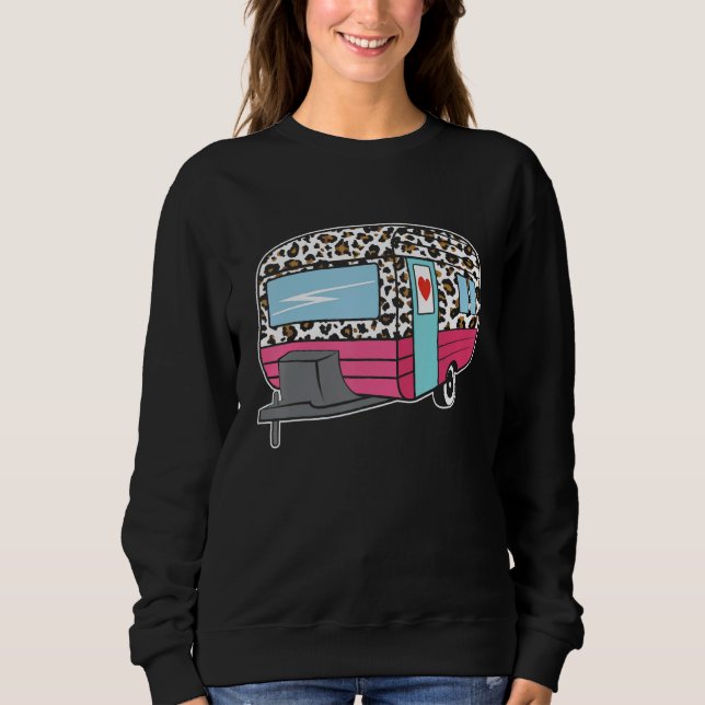 Sweatshirt Camper Leopard Cheetah Queen RV Camping Funny 5th  (Devant)