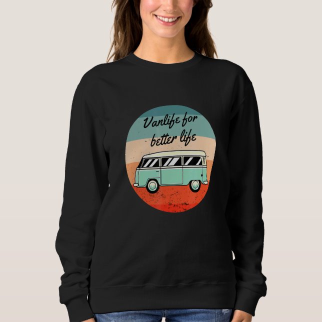 Sweatshirt Camper Retro Vintage Van Life Caravan (Devant)