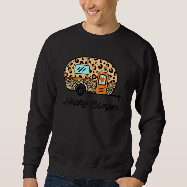 Sweatshirt Campeur Camping d'été heureux Camping Léopard Glam (Devant)