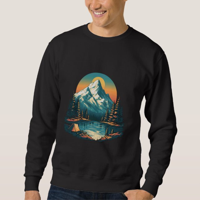 Sweatshirt Camping Camper Glamping Tente Sunset Mountains Adv (Devant)