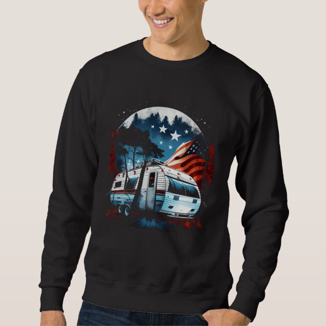 Sweatshirt Camping Caravan US Flag Graphic Tees Men Women Boy (Devant)