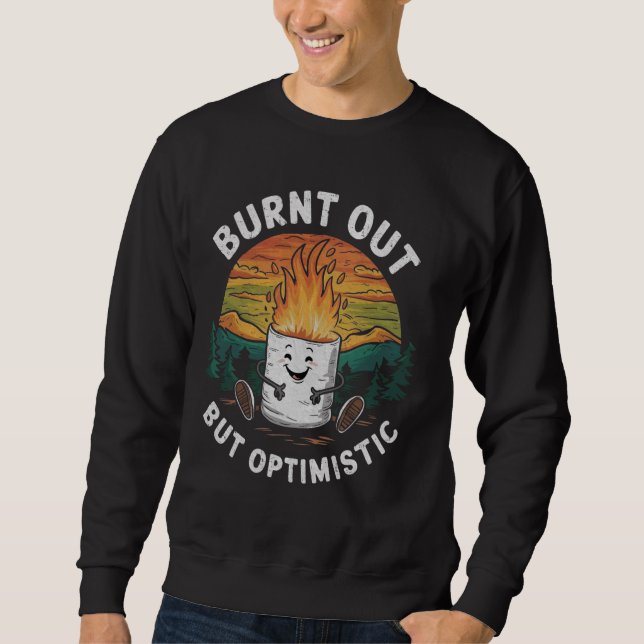 Sweatshirt Camping De Marshmallow Brûlé Mais Optimiste (Devant)