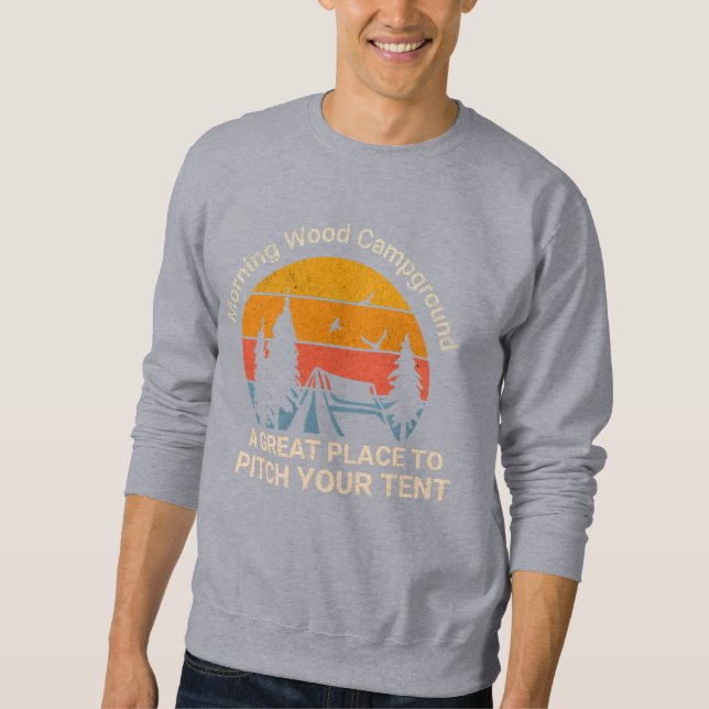 Sweatshirt Camping en bois du matin - Placez votre tente (Devant)