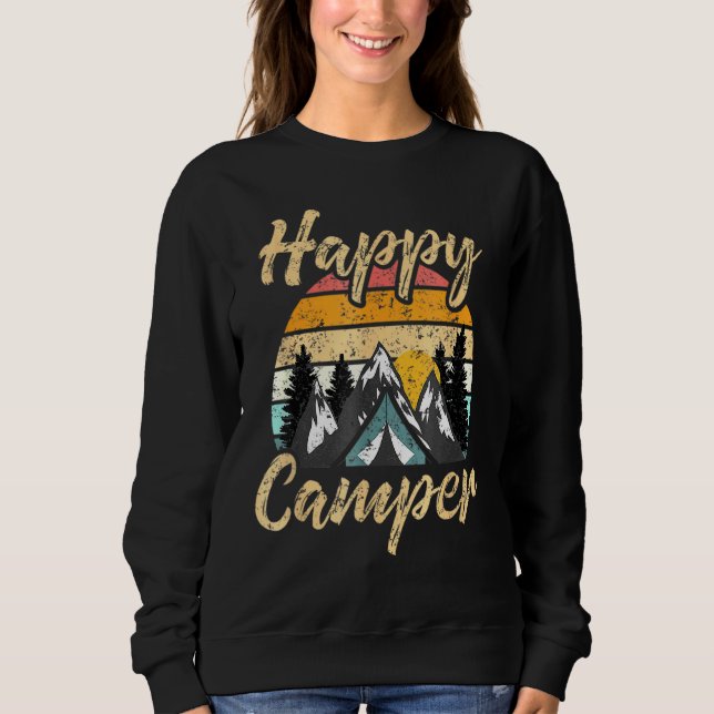 Sweatshirt Camping en détresse Randonnée présent Happy Camper (Devant)