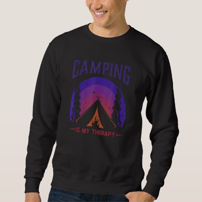 Sweatshirt Camping Est Ma Thérapie Glamping Camping Tentes Ca (Devant)