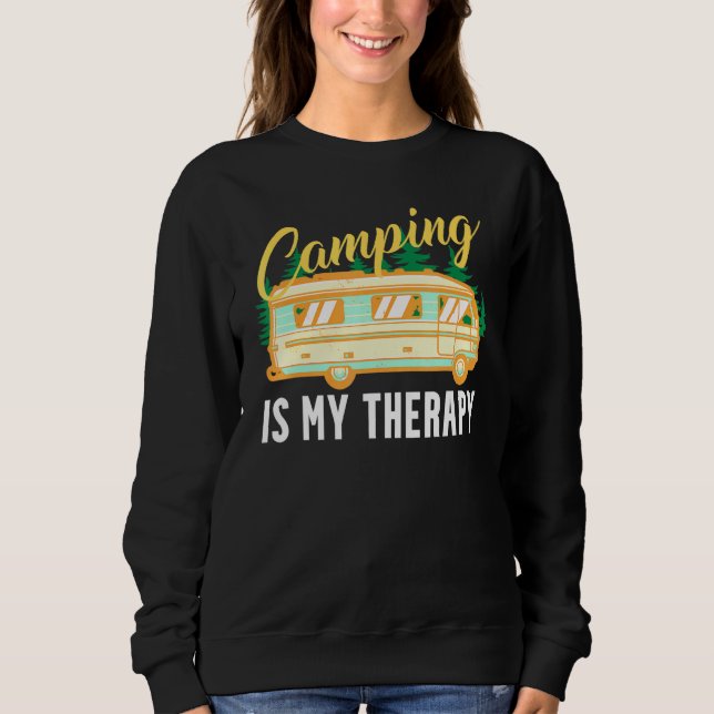 Sweatshirt Camping Est Mon Camper Thérapeutique Dit : (Devant)