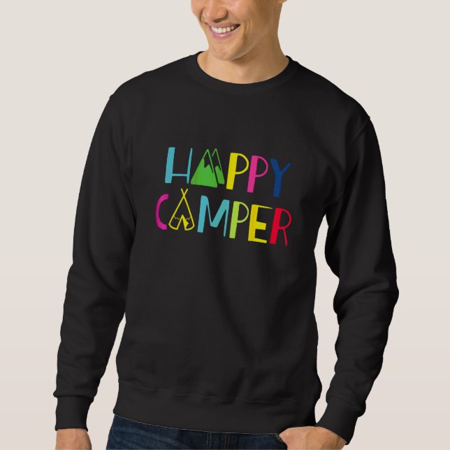Sweatshirt Camping Flèche Campeur Heureux Camp d'été Vacances (Devant)