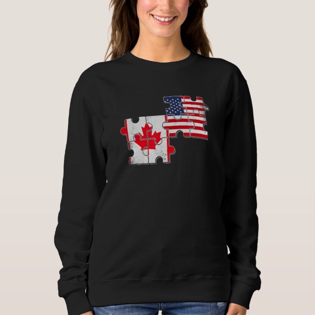 Sweatshirt Canada États-Unis Loots Drapeau canadien américain (Devant)