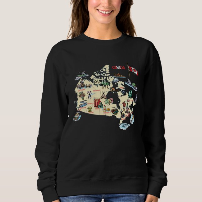 Sweatshirt Canada map major cities Tourist Destinations attra (Devant)