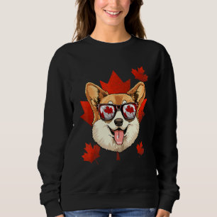 Sweatshirt Canadian Corgi Chien Feuille d'érable Patriotique
