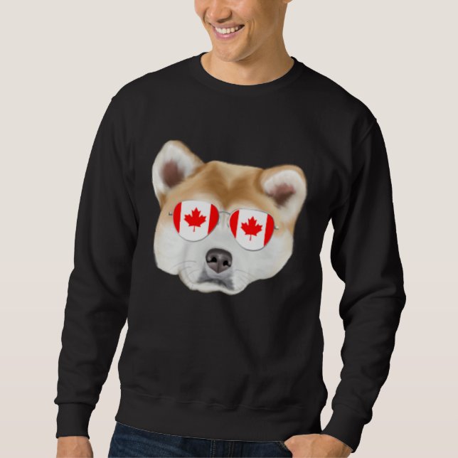 Sweatshirt Canadian Flag Akita Dog Canada Pocket (Devant)