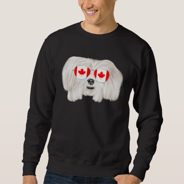 Sweatshirt Canadian Flag Maltese Dog Canada Pocket (Devant)