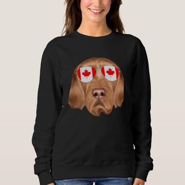 Sweatshirt Canadian Flag Wirehaired Vizsla Dog Canada Pocket (Devant)