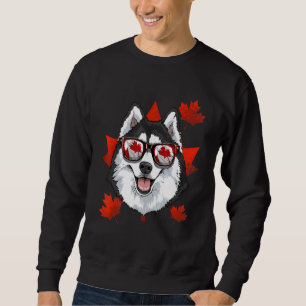 Sweatshirt Canadian Siberian Husky Chien Maple Leaf Patriotiq