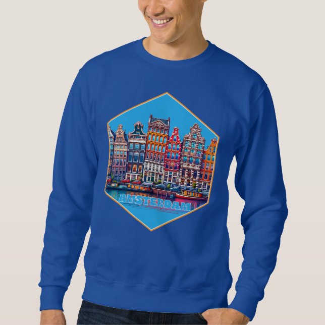 Sweatshirt Canal Amsterdam Pays-Bas Europe (Devant)