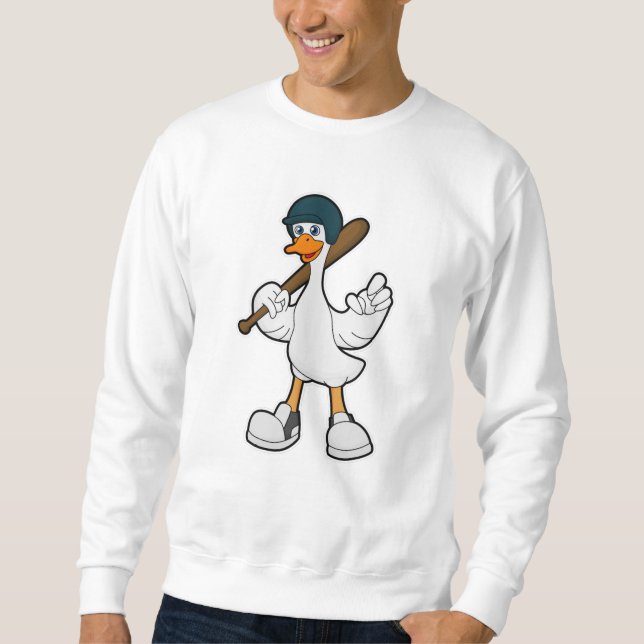 Sweatshirt Canard au baseball avec raquette et casque de base (Devant)