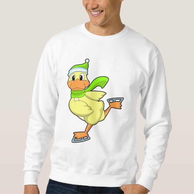 Sweatshirt Canard au patinage sur glace avec patins sur glace (Devant)