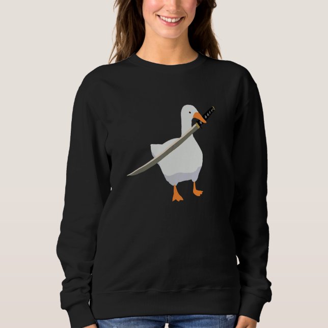 Sweatshirt Canard Avec Épée Canard Maniant Un Couteau Katana  (Devant)