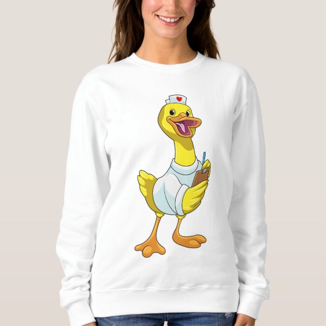 Sweatshirt Canard comme infirmière avec coeur (Devant)