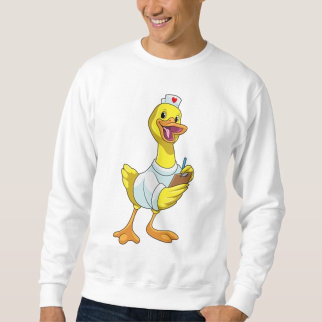 Sweatshirt Canard comme infirmière avec coeur (Devant)