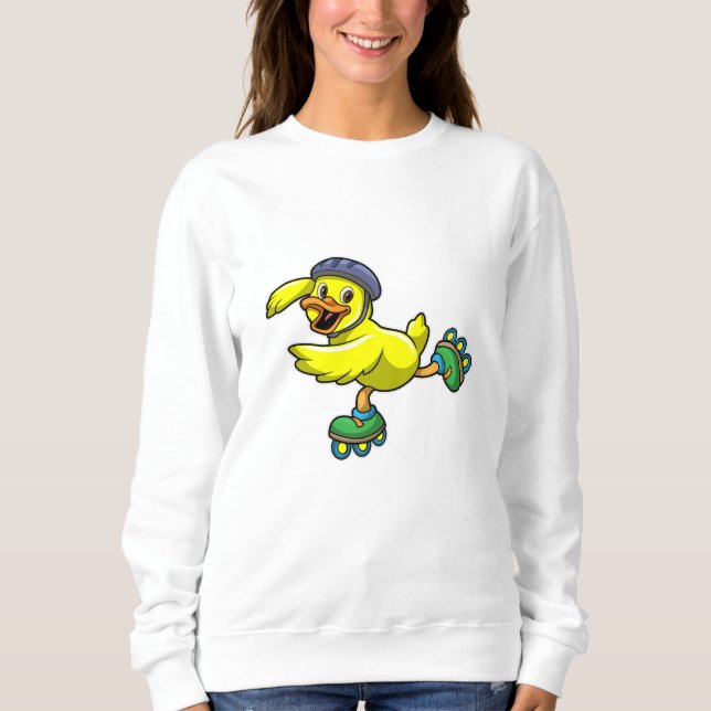 Sweatshirt Canard comme patineur avec patins et casque (Devant)