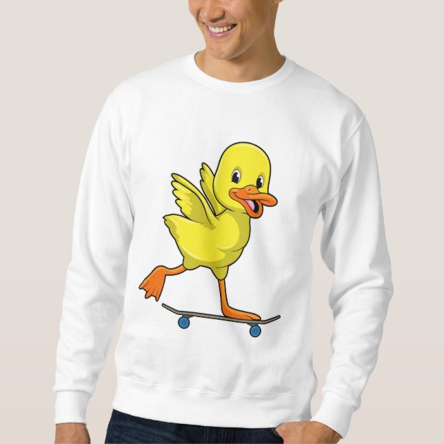Sweatshirt Canard comme patineur avec skateboard (Devant)