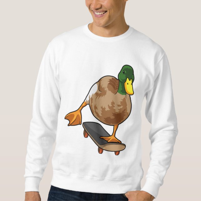 Sweatshirt Canard comme patineur avec skateboard (Devant)